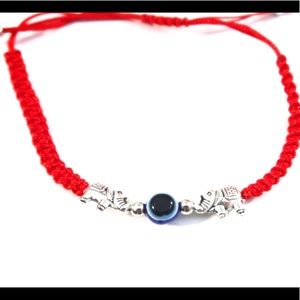 Lucky red bracelet with elephant rhinestone